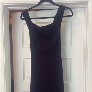 Dessy 2987 Black Cross Back Floor Length Gown Crepe